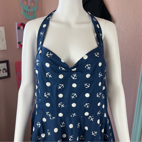Hell Bunny Vixen Marina Sailor Halter Pin Up Dress - Picture 5 of 14